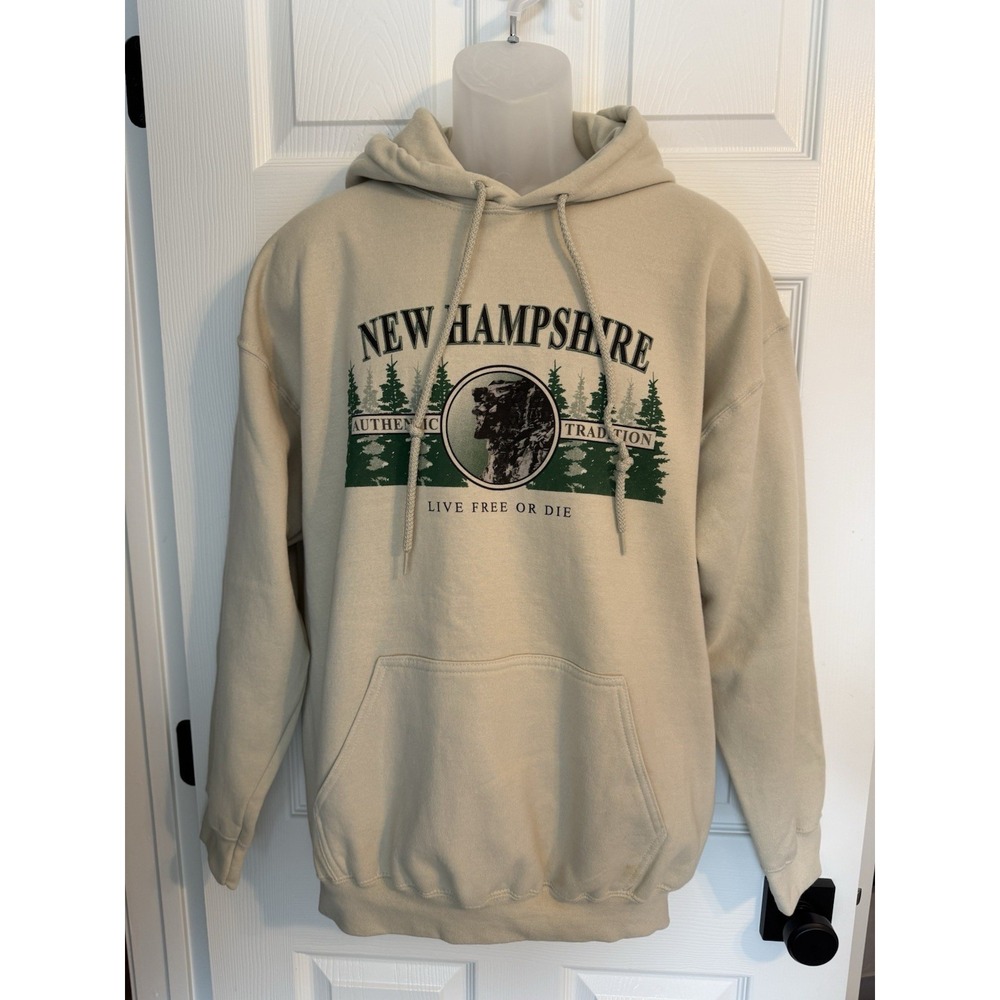 Gildan Mens New Hampshire Hoodie Sz L  Graphic Heavy Blend Fleece Sweatshirt Y2K